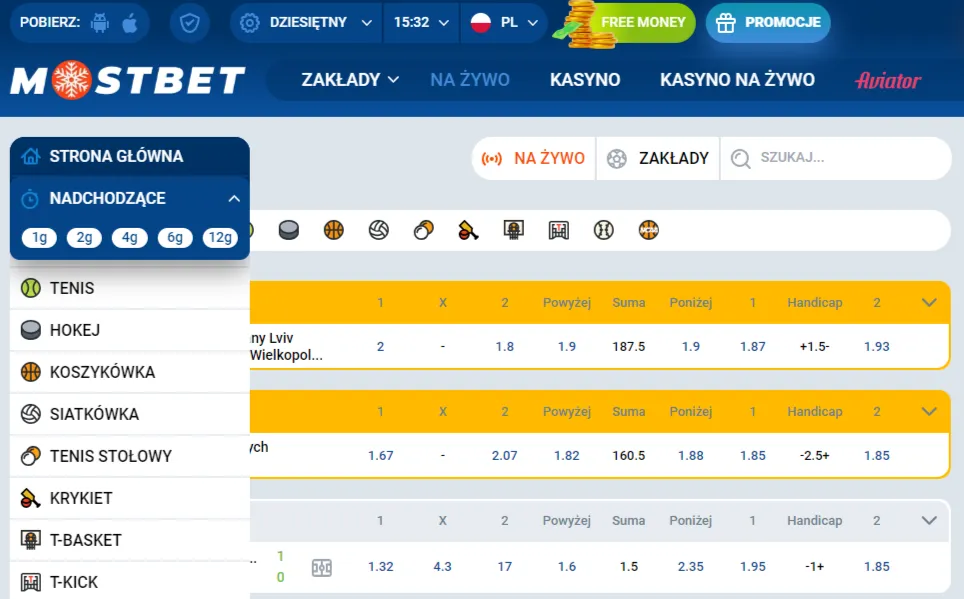 Zakłady na piłkę nożną w Mostbet
